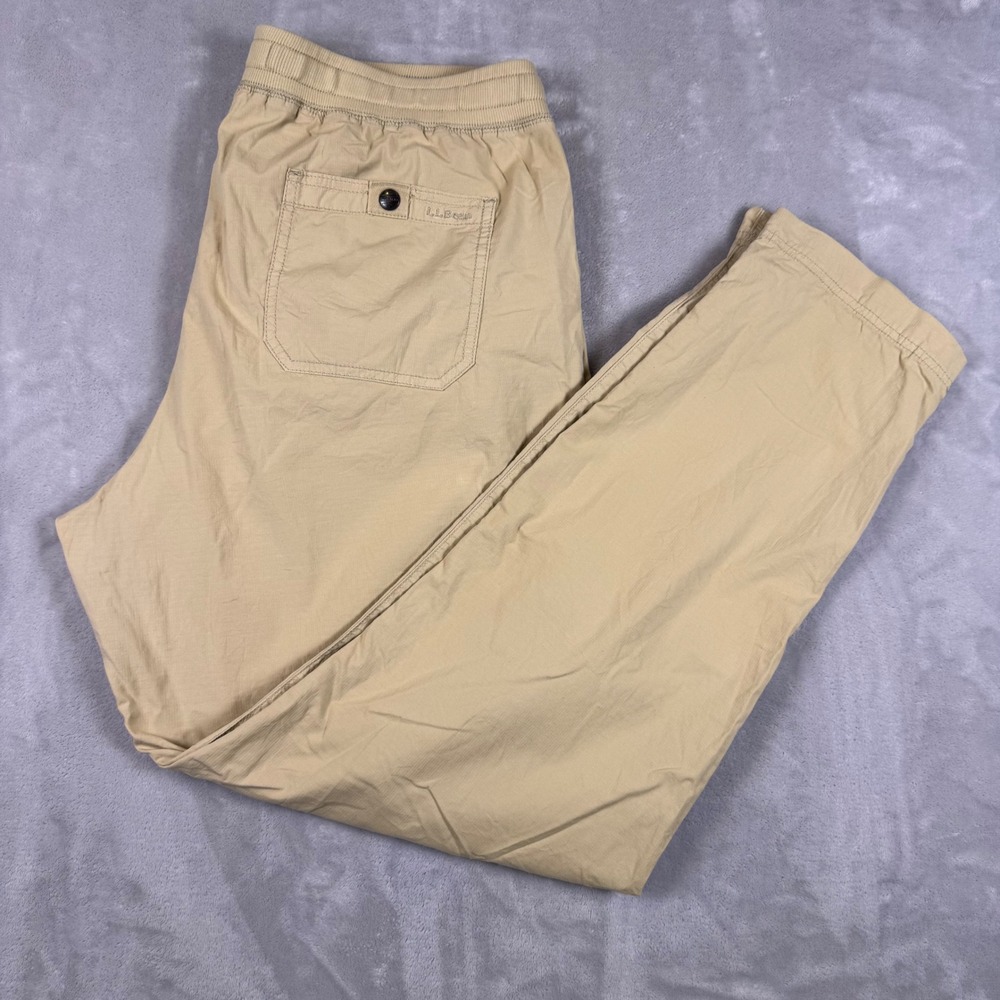 LL Bean Stretch Ripstop Pull-On Cargo Pants Womens Large Khaki Tan 505027